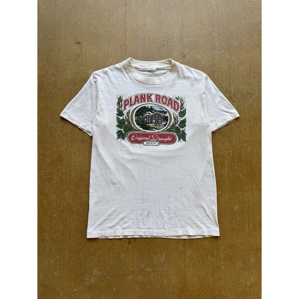 VTG 80s Plank Road Original Draught Beer Alcohol Novelty Baby T-Shirt (XS)